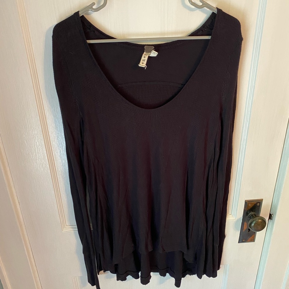 Long sleeve waffle knit top